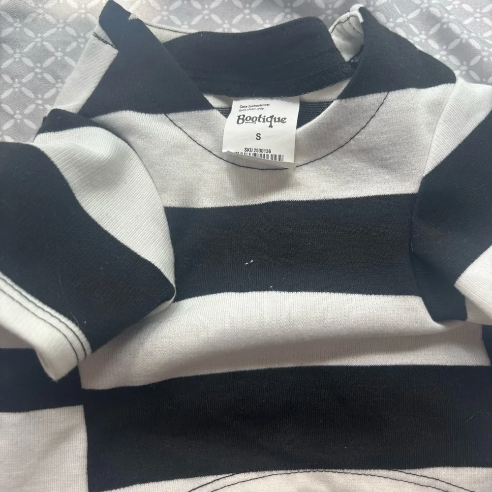 Bootique prisoner pet- ltentiary black white striped Pet Costume Small